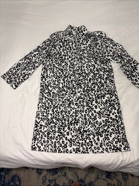 Lilly Pulitzer Black and White Leopard Print Trench Coat